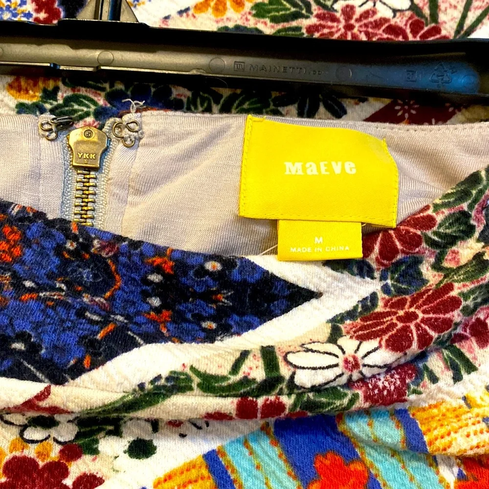 Anthropologie Multi-Color Crane Bird Patterned Midi Skirt